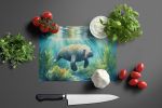 Manatee in a Seagrass Bed Glass Cutting Board Decorative Tempered Glass Kitchen Cutting and Serving Board Large Size Chopping Board
