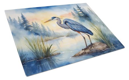 Blue Heron Emerging as the day fades Glass Cutting Board Decorative Tempered Glass Kitchen Cutting and Serving Board Large Size Chopping Board (Default: Default)