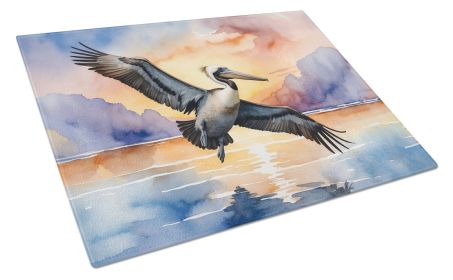 Pelican Fyling at Sunrise Glass Cutting Board Decorative Tempered Glass Kitchen Cutting and Serving Board Large Size Chopping Board (Default: Default)