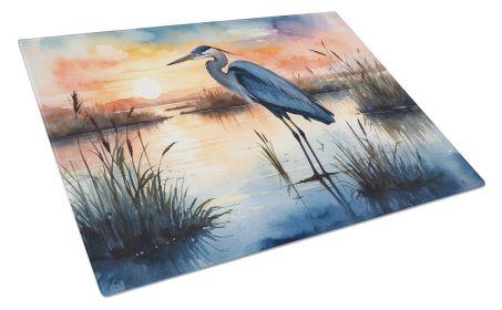 Blue Heron Setting Sun Glass Cutting Board Decorative Tempered Glass Kitchen Cutting and Serving Board Large Size Chopping Board (Default: Default)