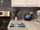 Blue Heron Emerging as the day fades Glass Cutting Board Decorative Tempered Glass Kitchen Cutting and Serving Board Large Size Chopping Board