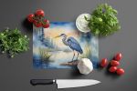 Blue Heron Emerging as the day fades Glass Cutting Board Decorative Tempered Glass Kitchen Cutting and Serving Board Large Size Chopping Board